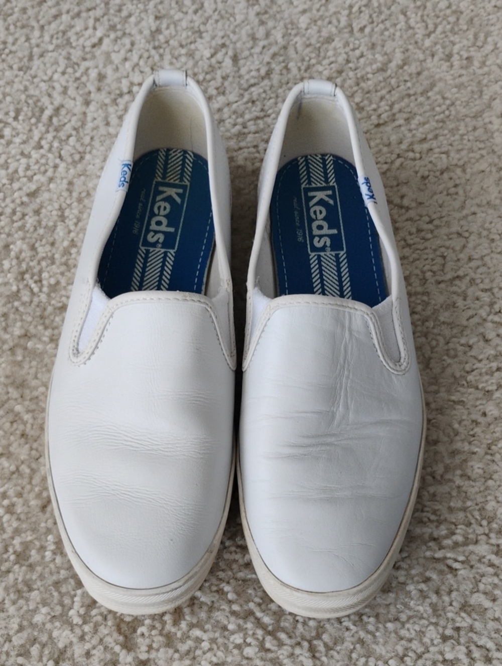 Keds Champion White Leather Slip On Sneakers Clean Girl Coastal Casual Size 8